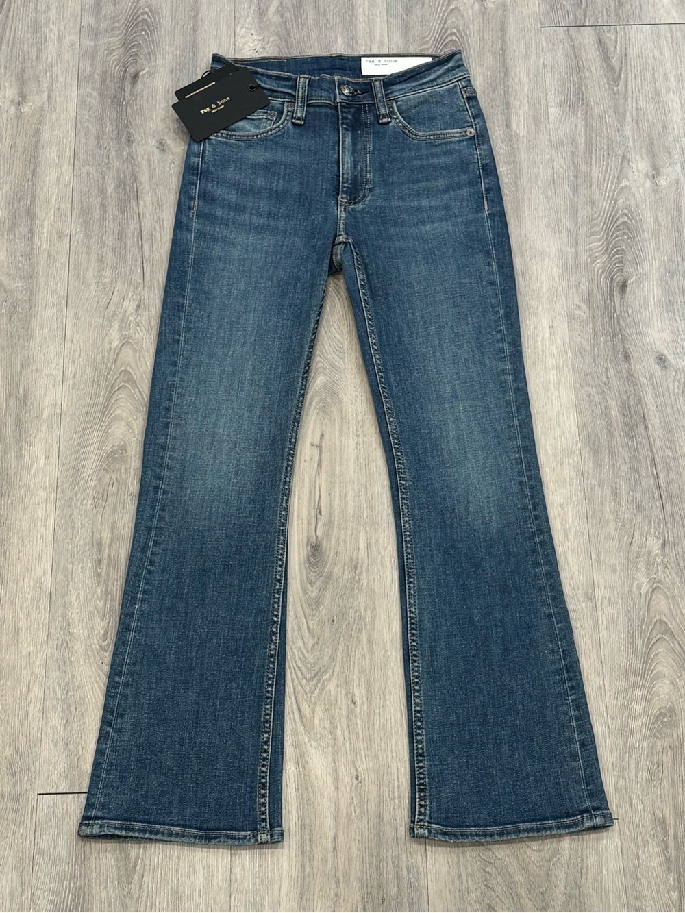 Rag & Bone The Peyton Willow Flexi Blue Denim Mid-Rise Ankle Bootcut Jeans
